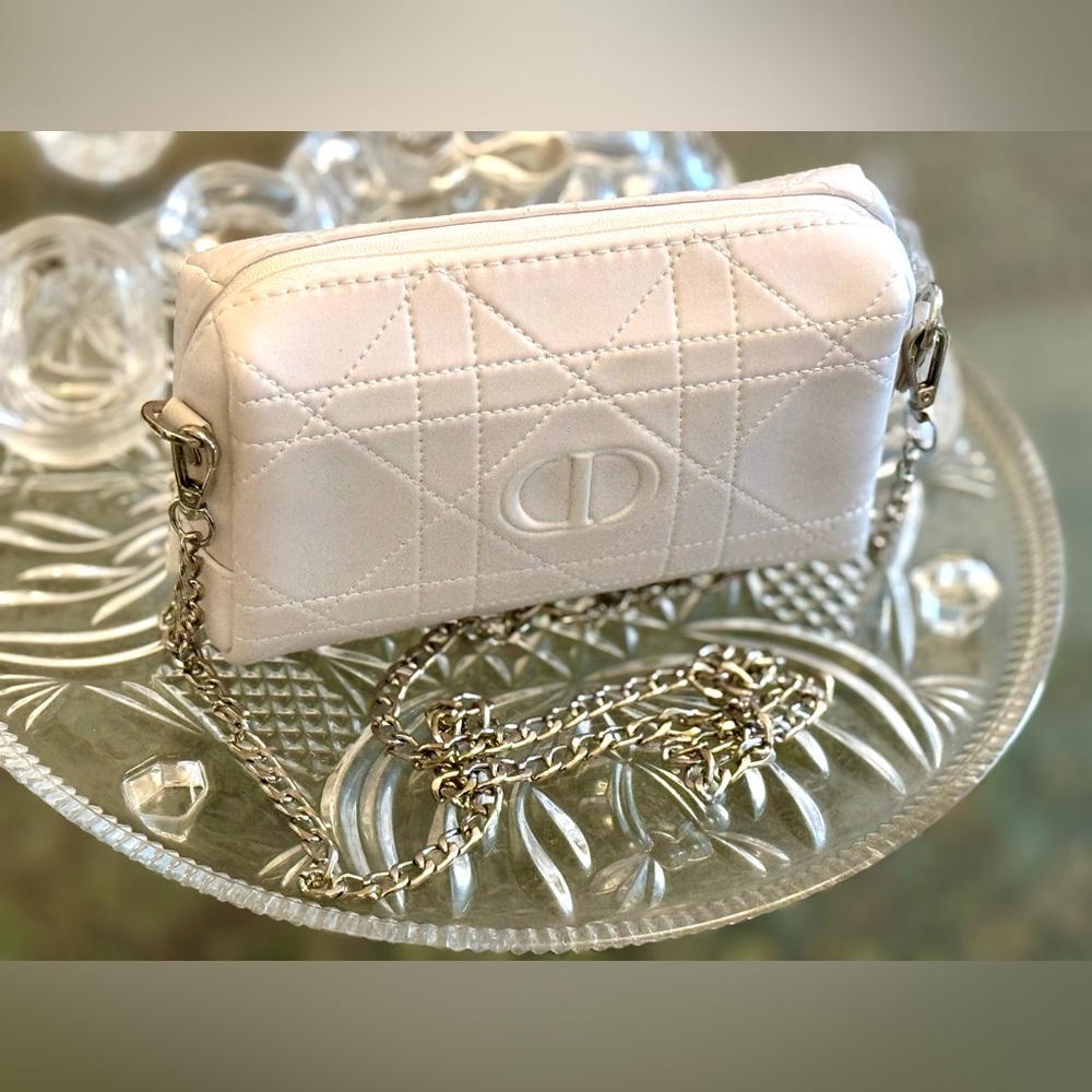 Original Dior Trousseau pouch  with Silver chain and beautiful white stone charm - Picture 5 of 16